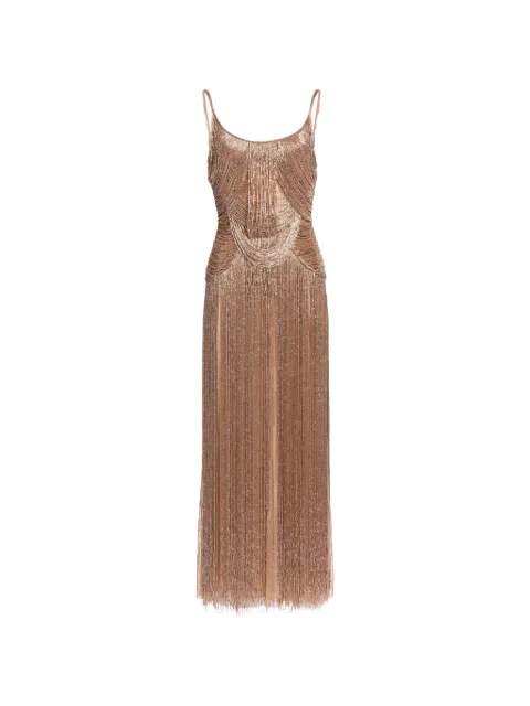 Elie Saab bead-embroidered fringed maxi dress Gold D1211NS26BE076