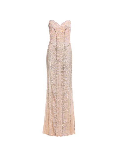 Elie Saab bead-embroidered strapless maxi dress Neutrals D1226NS26BE071