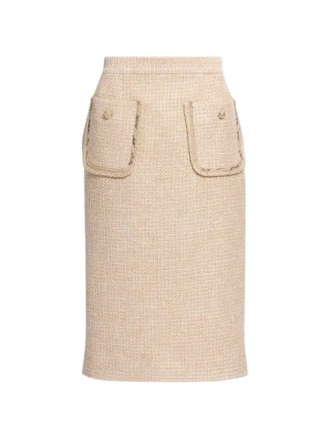 Elie Saab tweed python-print midi skirt Neutrals SK322PS26TWC01