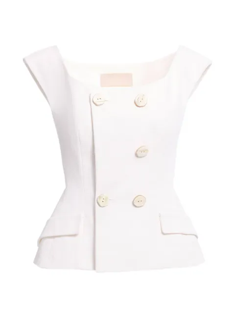 Elie Saab double-breasted piqué blouse White J0251NS26PO030