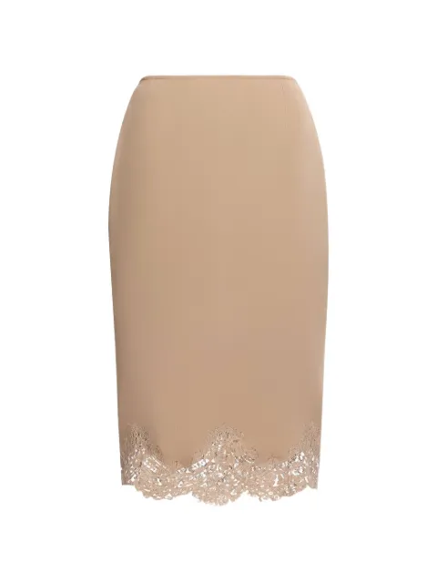 Elie Saab lace-trim pencil midi skirt Neutrals SK306NS26SIL06