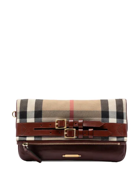 Burberry Pre-Owned 2000-2017 House Check Canvas and Leather Adeline Fold Over Wristlet clutch bag Neutrals ZSMG23VX2E08UJOX