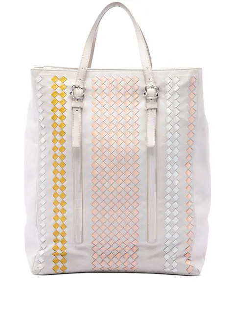 Bottega Veneta Pre-Owned 2000-2007 Intrecciato Trimmed Nappa Belted tote bag White V8YW1T7NAHFWHNUZ