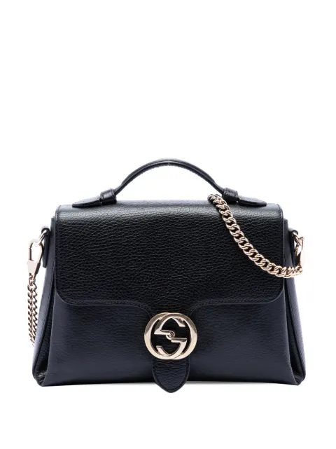 Gucci Pre-Owned 2016-2026 Small Dollar Calf Interlocking G satchel Black UA3M2SUC5LFW5W41