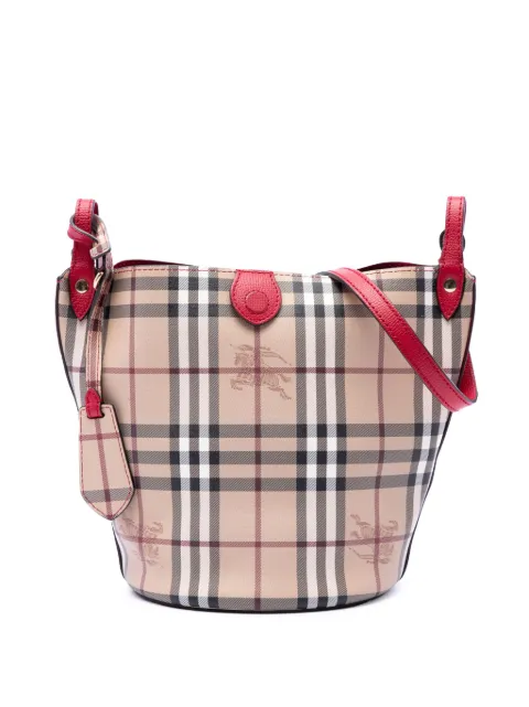 Burberry Pre-Owned 2000-2017 Haymarket Check Coated Canvas Lorne bucket bag Red LBEF91N57DLIFANN