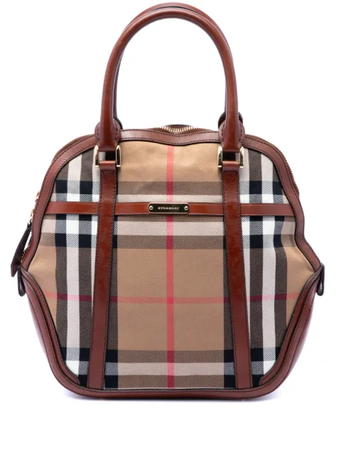 Burberry Pre-Owned 2000-2017 Medium House Check Canvas Bridle Orchard handbag Brown K94HR6FRR6I6EN6S