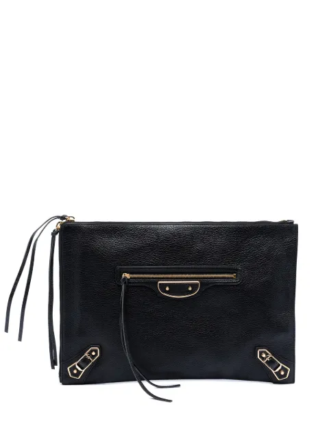 Balenciaga Pre-Owned 2016 Goatskin Motocross Classic Metallic Edge clutch bag Black EJP6LOG1FEGD15GS
