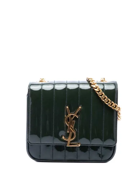 Saint Laurent Pre-Owned 2019 Small Patent Monogram Vicky Chain Bag crossbody bag Green 453WVMT8TFUF7KPZ