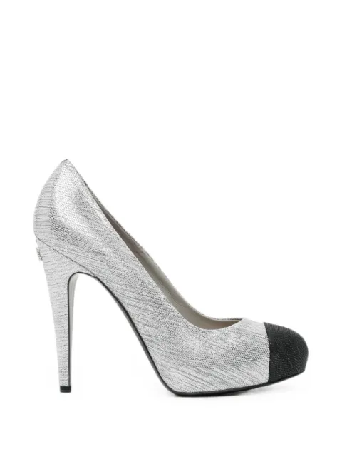 CHANEL Pre-Owned 100mm suede cap-toe pumps Silver CSVM9310