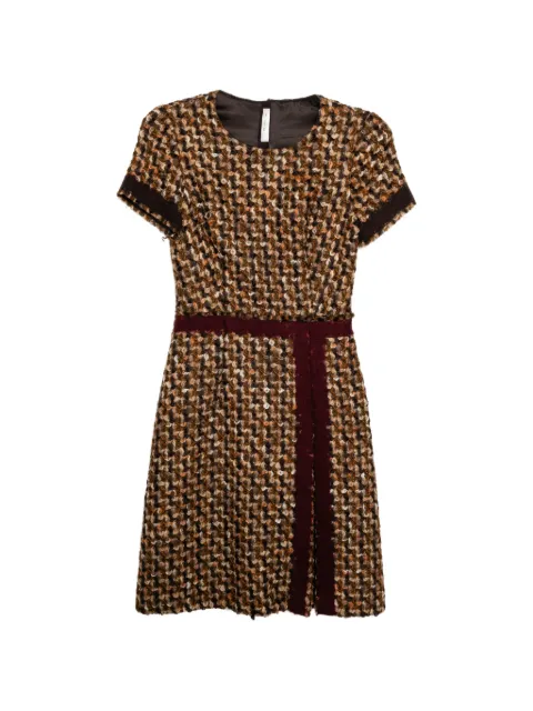 Prada Pre-Owned tweed short-sleeve dress Brown CSVM9278