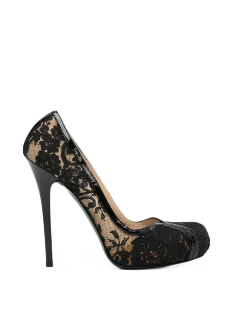 Alexander McQueen Pre-Owned 130mm lace-overlay pumps Black CSVM9314