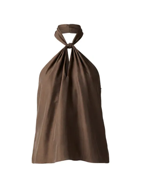 Toccin Everlee knotted halterneck blouse Brown TU6520T129