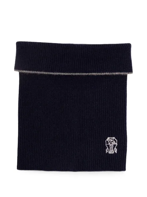 Brunello Cucinelli embroidered-logo ribbed scarf Blue M22K90703CW425