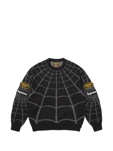 Supreme x Vanson Leathers x Marvel Spider-Man intarsia-knit sweater Black SU27754