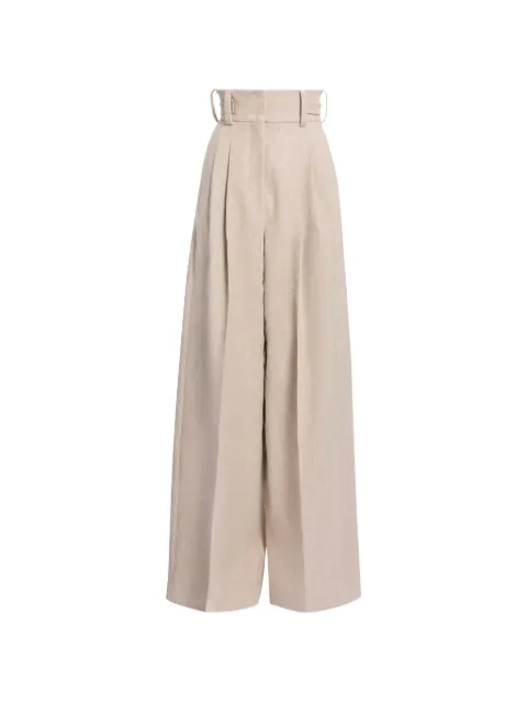 Elie Saab pleated canvas palazzo pants Neutrals P0187NS26EG002