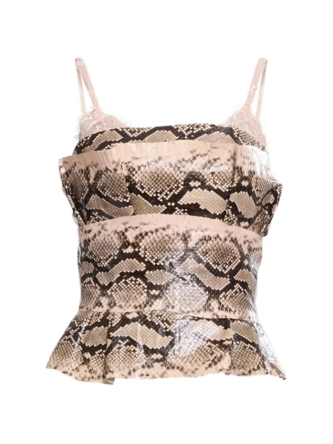 Elie Saab python-effect peplum leather corset Neutrals TO320NS26LLA01