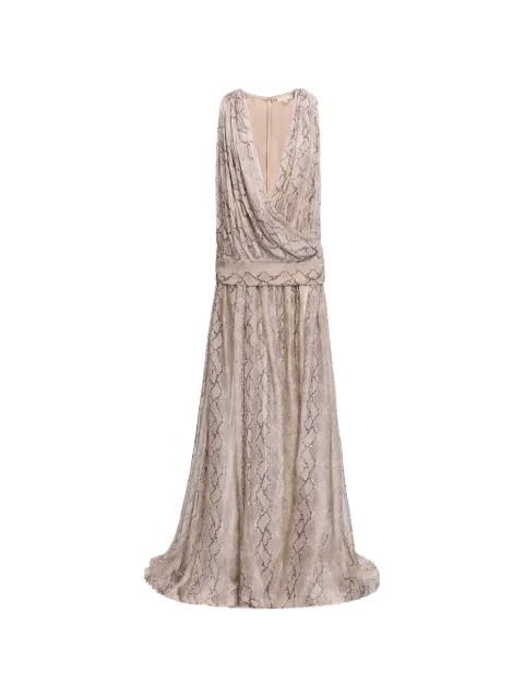Elie Saab python-print silk maxi dress Neutrals D1142PS26CH010