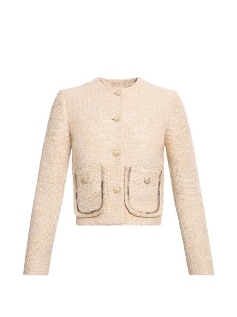 Elie Saab python-print tweed jacket Neutrals J0248PS26TWC01