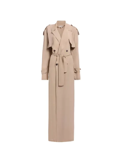 Elie Saab double-breasted silk trench coat Neutrals C0036NS26SI001