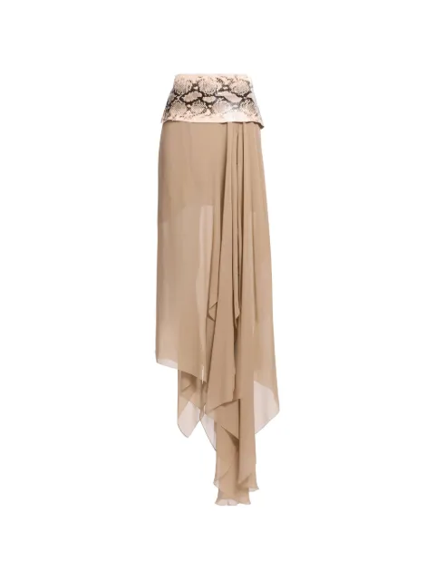 Elie Saab python-print draped maxi skirt Neutrals SK300NS26LSI02