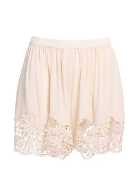 Elie Saab macramé silk shorts Neutrals P0201NS26SIM03