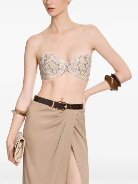 Elie Saab python-print leather bralette Neutrals TO326NS26L0003