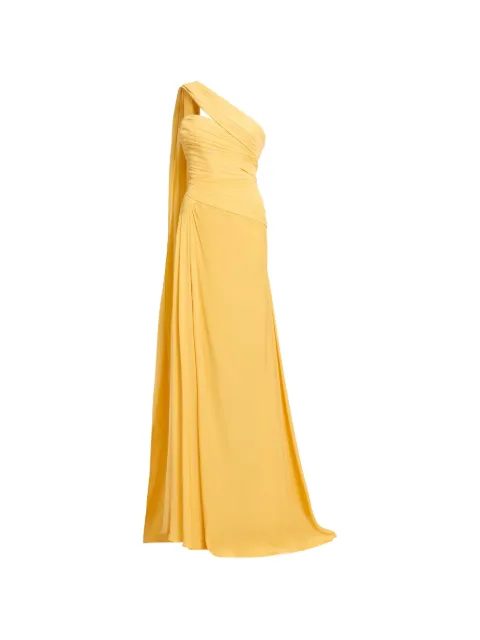 Elie Saab one-shoulder draped silk maxi dress Yellow D1219NS26SI001