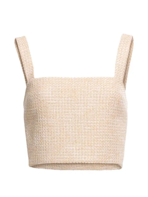 Elie Saab tweed cropped top Neutrals TO359PS26TWC01