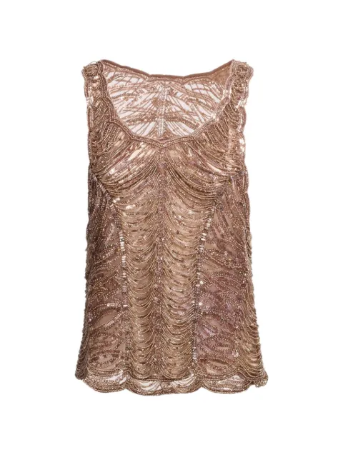 Elie Saab bead-embroidered tank top Brown TO339NS26BE071