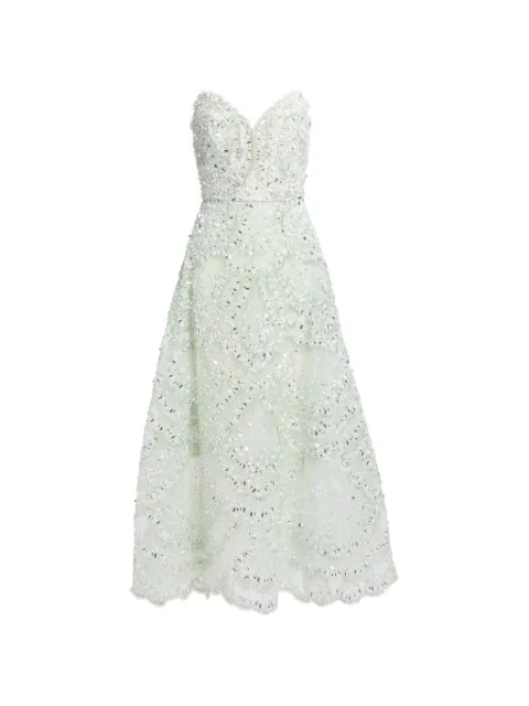 Elie Saab bead-embroidered strapless maxi dress Green D1186NS26BE072