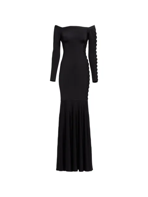 Elie Saab bow-detail off-shoulder maxi dress Black D1144NS26VI001