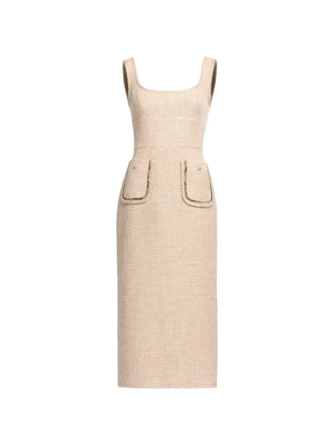 Elie Saab python-print bouclé midi dress Neutrals D1208PS26TWC01