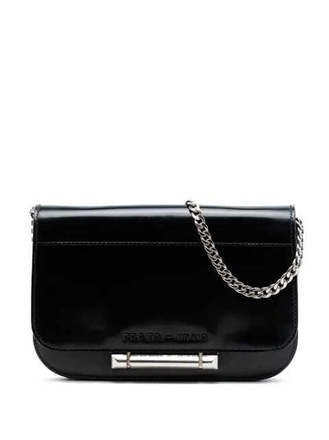 Prada Pre-Owned 2016-2026 Spazzolato Leather Sybille Flap crossbody bag Black YWUDCY7KIE2J28VZ