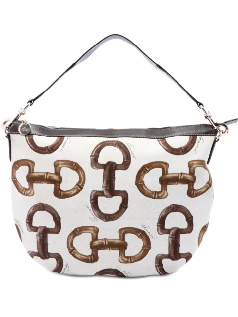 Gucci Pre-Owned 2000-2015 Printed Canvas Horsebit hobo bag White JQPF1PSMBTU3UYGK