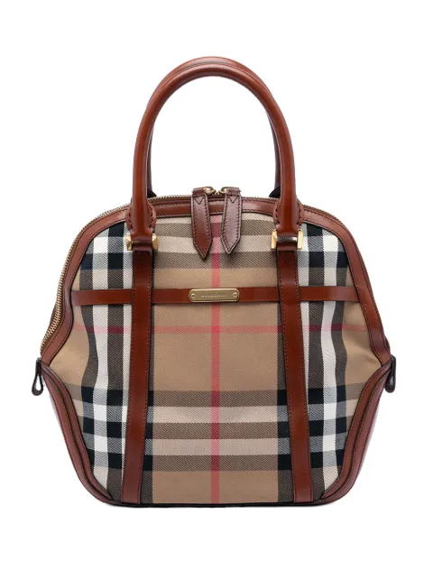 Burberry Pre-Owned 2000-2017 Medium House Check Canvas Bridle Orchard handbag Brown IJ81R7J5498X5DDC