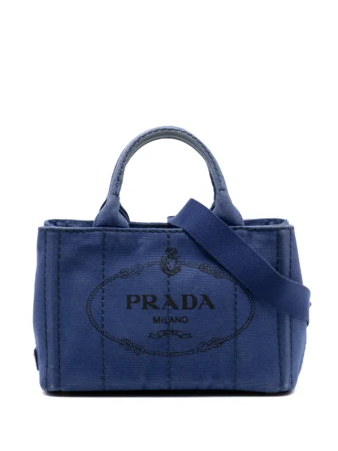 Prada Pre-Owned 2013-2026 Small Canvas Canapa Logo satchel Blue 8SLKJHC9V59RL5PT