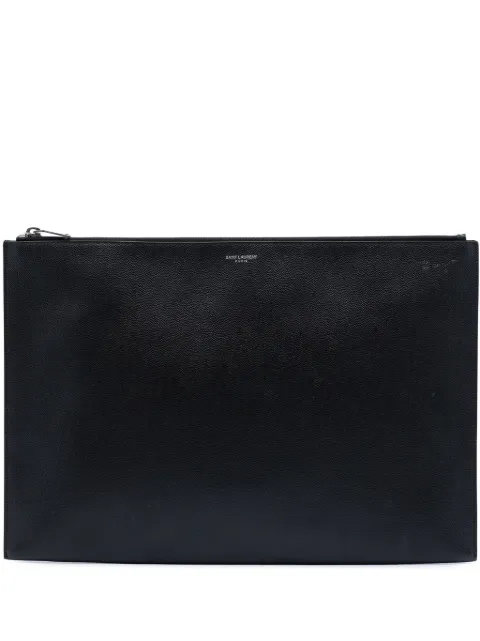 Saint Laurent Pre-Owned 2014 Grain De Poudre Zip Document Holder clutch bag Black ZZEURM0P36LOFDOK