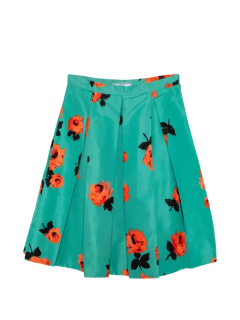 Prada Pre-Owned floral-print pleated skirt Blue CSVM9276