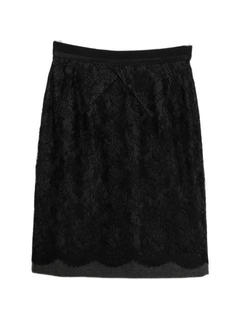 Louis Vuitton Pre-Owned lace-overlay wool skirt Black CSVM9266
