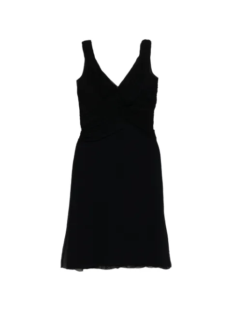 Prada Pre-Owned V-neck pleated dress Black CSVM9281