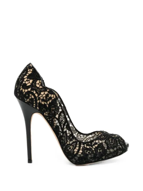 Jimmy Choo Pre-Owned 120mm lace peep-toe sandal Black CSVM9311