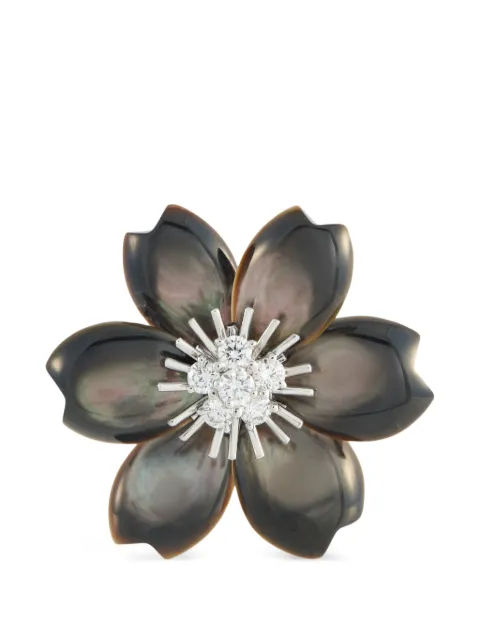 Van Cleef & Arpels Pre-Owned Rose de Noël mother of pearl and diamond brooch Silver VC32052026