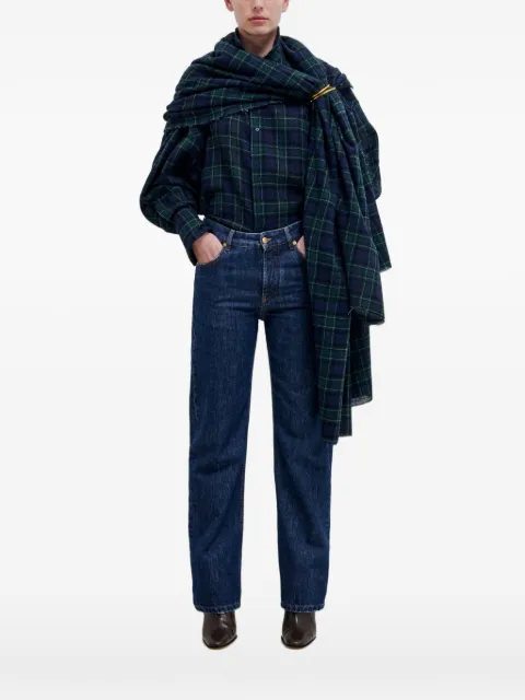 DARKPARK check-pattern ring-detail shirt Blue WSH24NFAW74