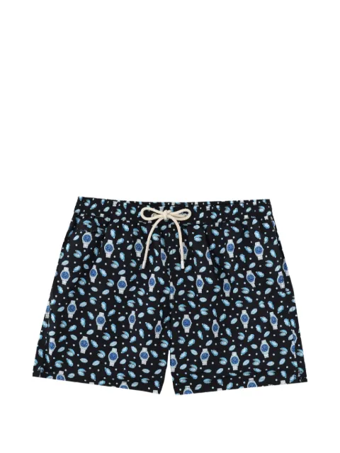 MC2 Saint Barth graphic-print drawstring swim shorts Black LIG0003