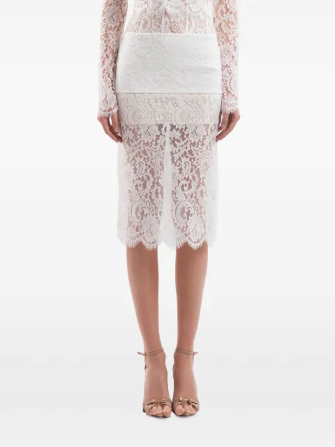 IMROSKA floral-lace pencil midi skirt White ZEBRALACESKIRT