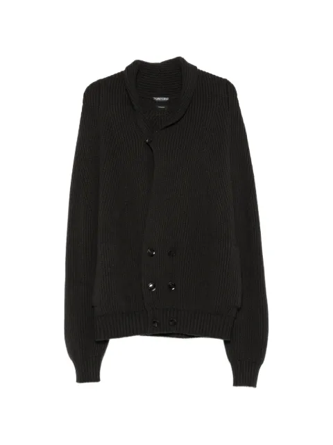 TOM FORD ribbed-knit shawl-collar cardigan Grey KLL019YMK130