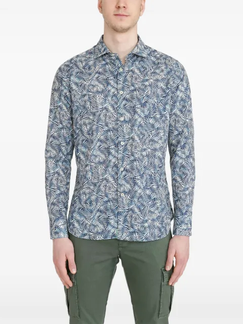 Tintoria Mattei palm-print long-sleeve shirt Blue 1RF4NJWFD488