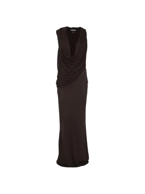 TOM FORD draped-neck maxi dress Brown ABJ904FAX162