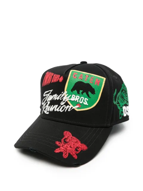 DSQUARED2 distressed embroidered baseball cap Black BCM101505C00001