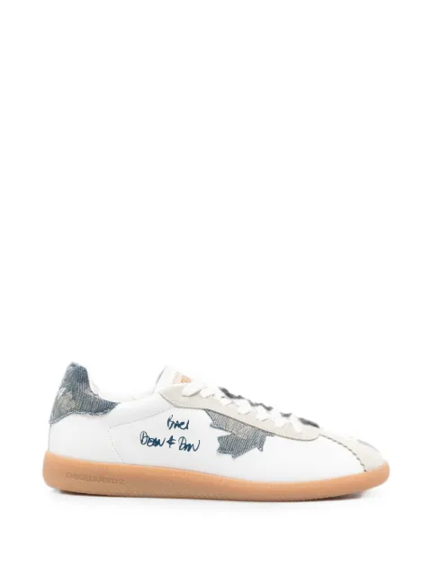 DSQUARED2 Rebel denim-patch logo-print sneakers White SNM046818909084
